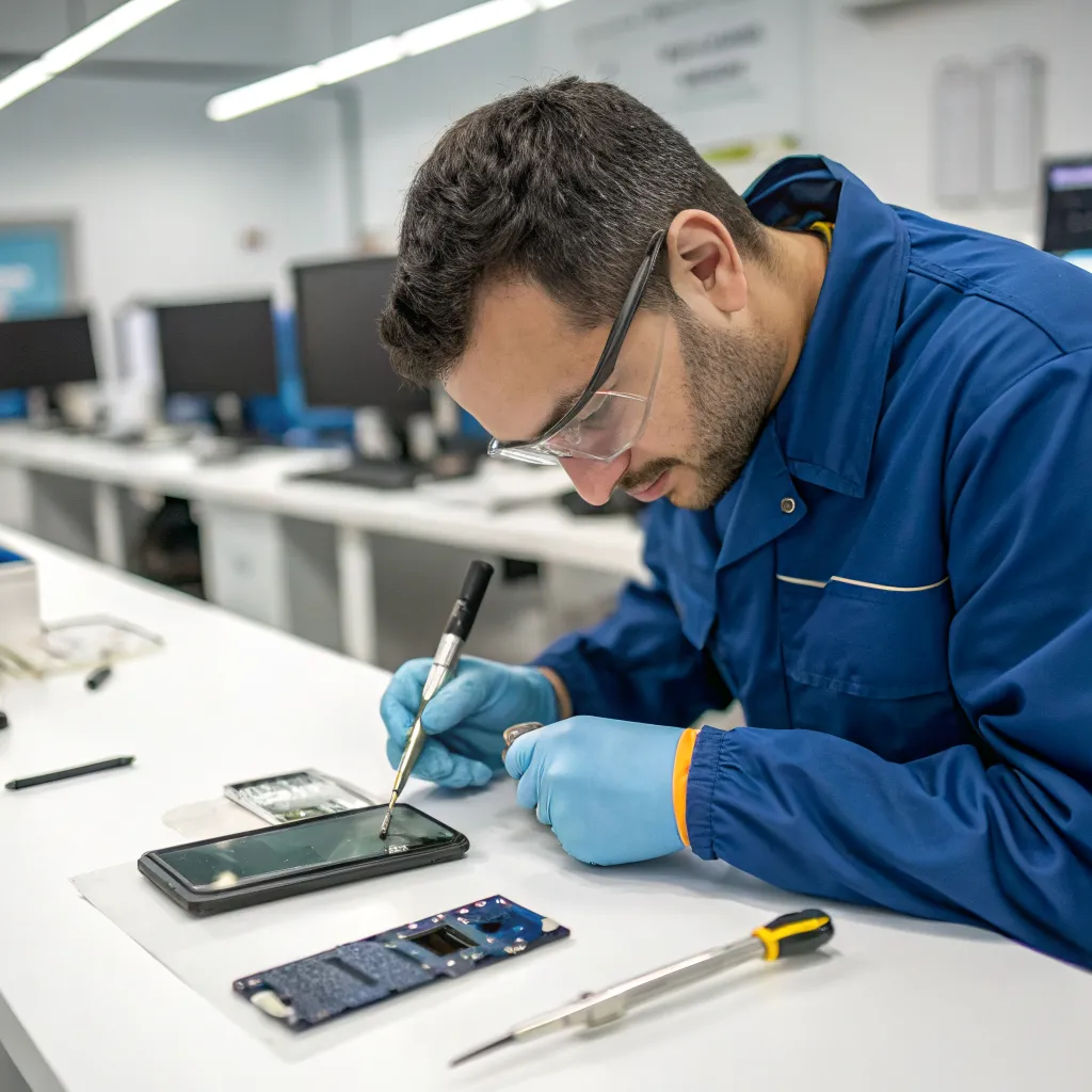 AELAVEL technician repairing smartphone